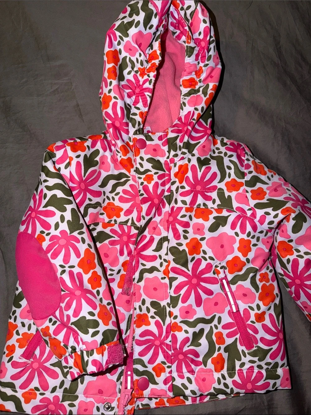 Cat & Jack Pink Orange Floral Puffer Jacket